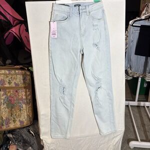 Wild Fable Distressed Highest Rise Mom Jeans Light Wash Size 0 NWT